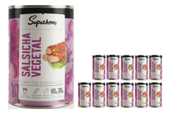 Salsicha Vegetal Superbom Lata 300g - Caixa C/12 Unidades 0