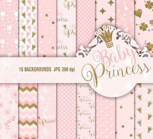 Kit Imprimible Baby  Princesa 16 Fondos Ver Promo En Descrip 0