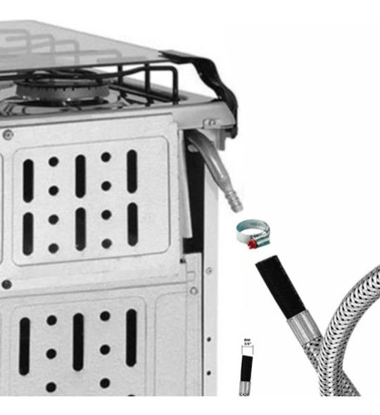 Mangueira Flexível 2m C/ Malha De Aço P Gás Fogão Cooktop 1