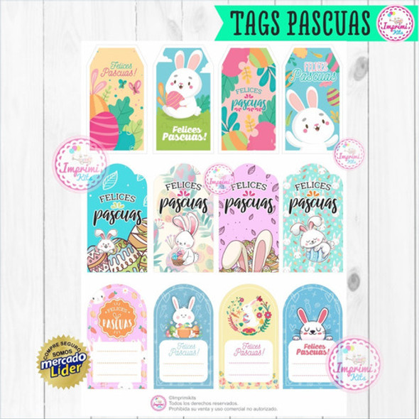 Kit Imprimible Tags Pascuas Emprendedor Etiquetas Vectores 1