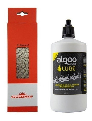 Corrente Sunrace 9v Mtb Speed Cnm94 + Óleo Lube Cera Algoo 0
