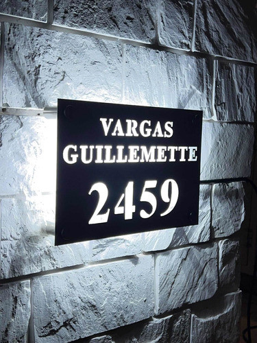 Placa Número De Puerta En Chapa Calada 30x20 Retroiluminada 1