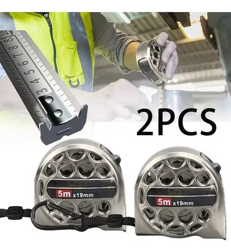 Trena 5m Métrica Retrátil Anticorrosiva De Aço Inoxidável 2x 1