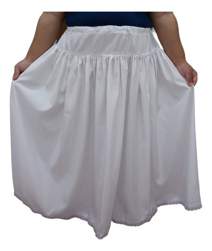 Saia Umbanda Candomblé 3 Metros De Roda Microfibra Branca 0