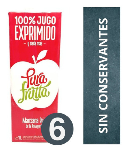 Jugo 100% Exprimido Manzana Roja Pura Frutta 6 X 1 Lt 0