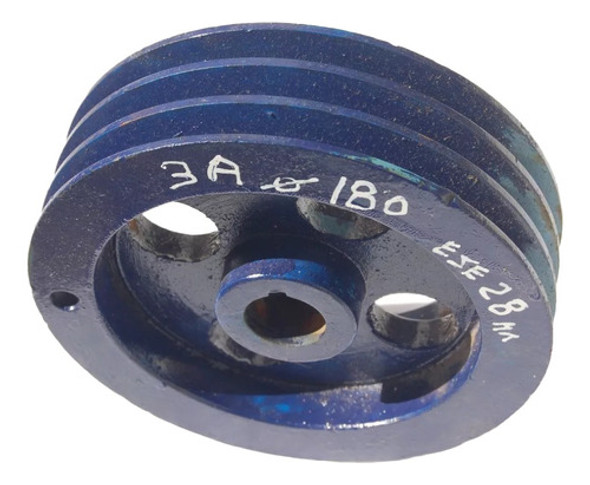 Polea  3 A  180 Mm Eje De 28 Mm    En  Fundicion  De Hierro 0