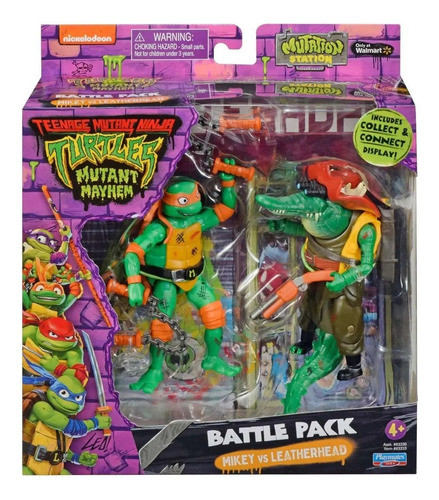 Tortuga Ninja Playmates Battle Pack Mikey Vs Leatherhead 0