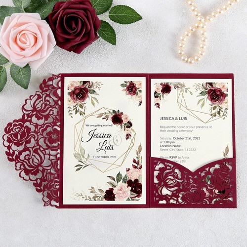 60 Sobres Triptico Bouquet Cumpleaños Invitaciones 15 Años 0