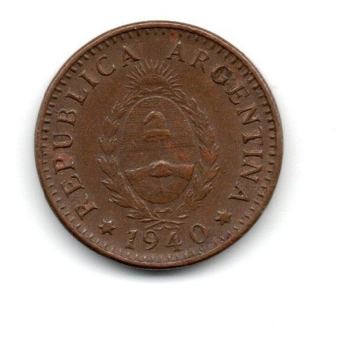 Moneda Argentina 1 Centavo Año 1940 Cobre Ex 0
