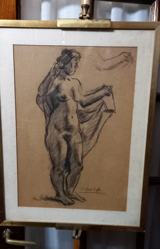Antiguo Dibujo Carbonilla Ivan Vasileff Escuela Argentina 0