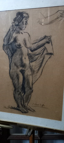 Antiguo Dibujo Carbonilla Ivan Vasileff Escuela Argentina 1
