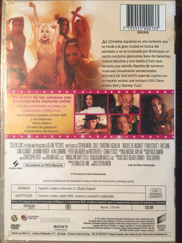Dvd Noches De Encanto / Burlesque / Cher & Cristina Aguilera 1