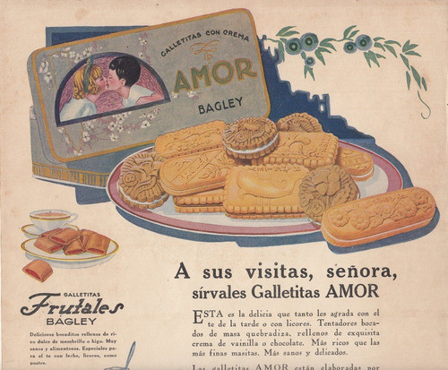1927 Publicidad Vintage De Galletitas Bagley Amor Argentina 0