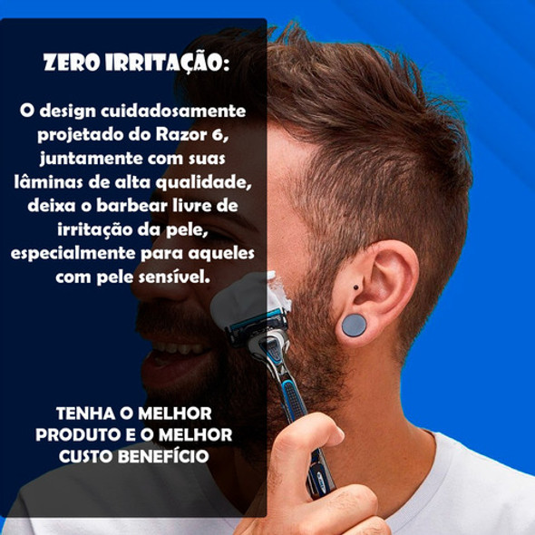 Aparelho De Barbear + Recargas Dr. Jones The Razor6 Barbear 1 Aparelho De Barbear + Recargas Dr. Jones The Razor6 Barbear 1