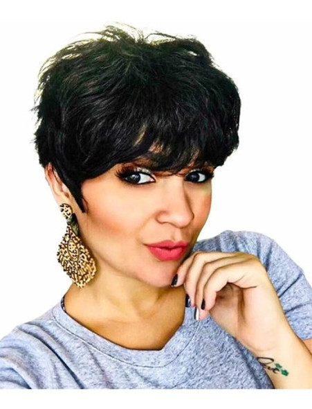 Peluca Wig Corta Pelo 100% Humano Natural 0