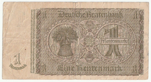 Cedula Alemanha - 1 Rentenmark - 1937 1