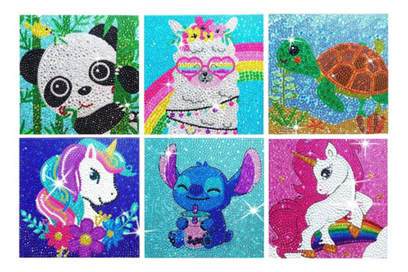 Kit Pintura Con Diamantes 6 Piezas Animales Coloridos 15x15 0 Kit Pintura Con Diamantes 6 Piezas Animales Coloridos 15x15 0