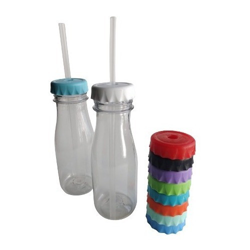 Botella Plástica Candy Tapa Corona Con Sorbete 190cc X35 0