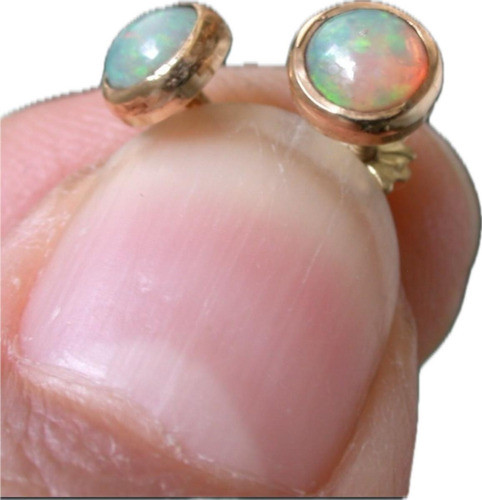 Luli Caravanas Oro 18k  Opalos De Fuego Legitimos 6mm 0