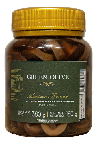 Aceitunas Negras En Rodajas 180 Gr. Green Olive 0