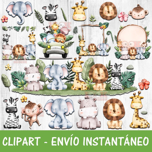 Kit Imagenes Png Fondos Cliparts Digital Animalitos Safari 0