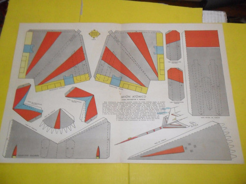 Antigua Lamina Billiken 1957 Avion Atomico Recortar Armar 0