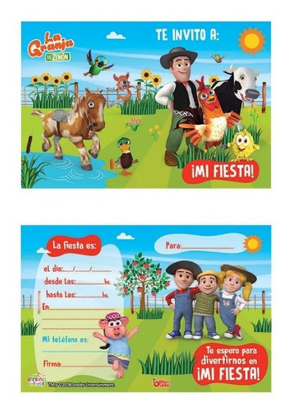 Invitación Cumpleaños La Granja De Zenon X 10 U Cotillon 0