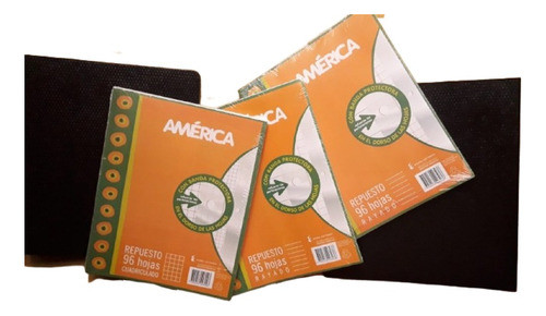 Pack Escolar N3 2carpetas+2repuesto America 96h Raya+1 Cuadr 1