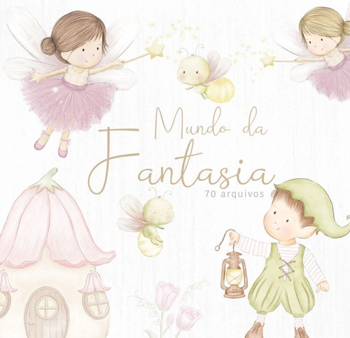 Kit Imagenes Png Cliparts Hadas Hongos Flores Acuarela Lt03 0