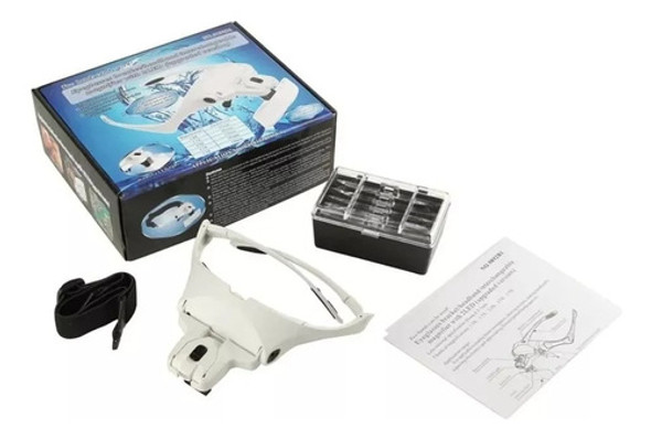Lupa De Cabeza Vincha Anteojo Luz Led 5 Lentes De Aumento 0