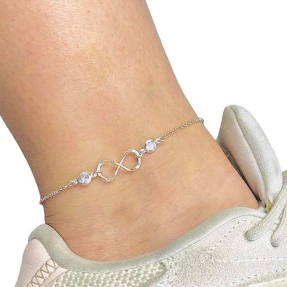 Tobillera Con Infinito Grande Y Piedra 6mm Plata Ital Tb 013 0