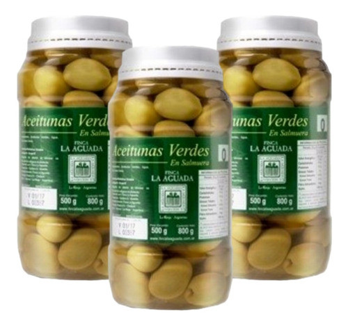 Aceitunas Grandes Verdes En Salmuera La Aguada 800 Gr X 3 0