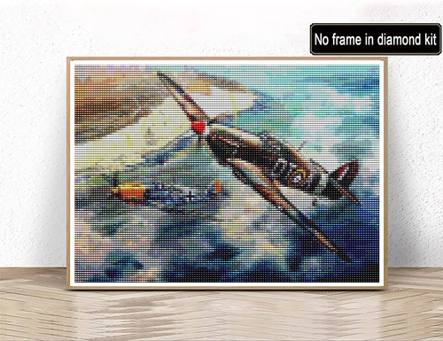 Kit Pintura Con Diamantes 5d Diy Aviones Vintage 30x40cm 1