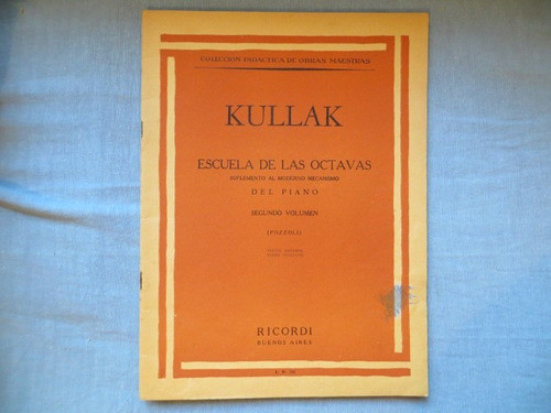 Kullak Escuela De Las Octavas 2do Volumen Ricordi Partitura 0