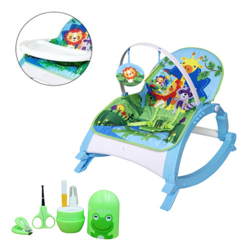 Cadeira Descanso Musica Vibratória 20kg Azul + Kit Manicure 0