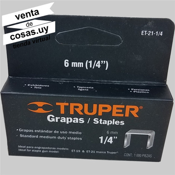 Grapas Truper Para Trabajo Pesado 6mm 1/4 Pulgada Et50-1/4 1