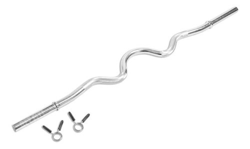 Barra W Cromada Maciza Topes Pesas Discos - 0