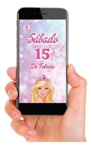 Tarjeta Invitación Virtual Animada Barbie 0