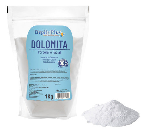 Talco Dolomita Em Pó Pré Depilatória Depile Plus 1kg 0