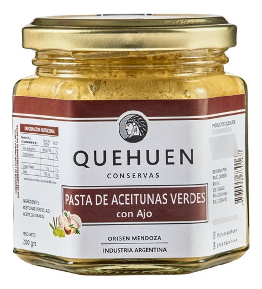 Pasta Aceitunas Verdes C/ajo 200gr Quehuen - Tienda Deli 0