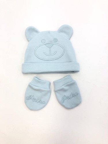 Touca E Luva Para Recém Nascido Personalizada C/nome Do Bebê 0
