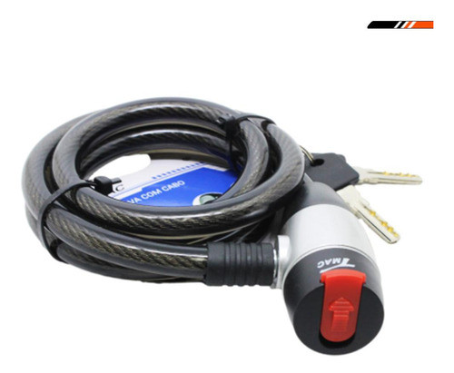 Trava Para Moto Com Cabo De Aço Encapado 12mm X 1200mm T-mac 0