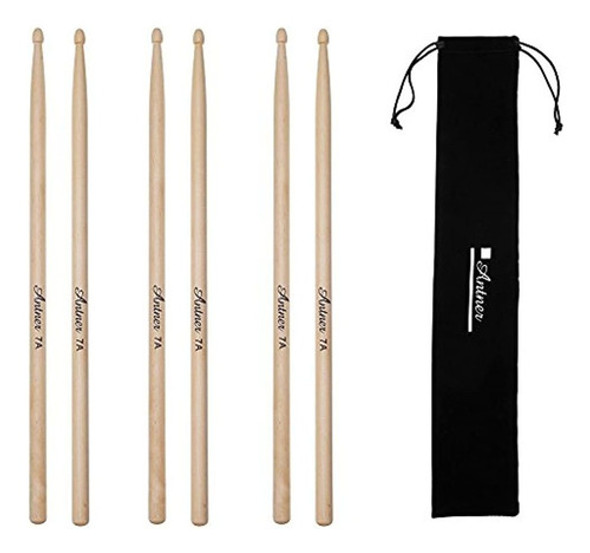 Antner 3 Pares Madera De Arce Baquetas 7 A Baquetas Para Niñ 0 Antner 3 Pares Madera De Arce Baquetas 7 A Baquetas Para Niñ 0