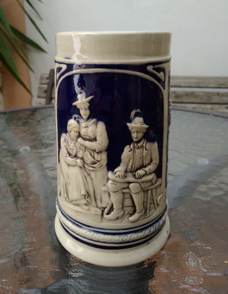 Jarra Cerveza Gres Alemania 1/4l Alt 12,5 Figuras En Relieve 1
