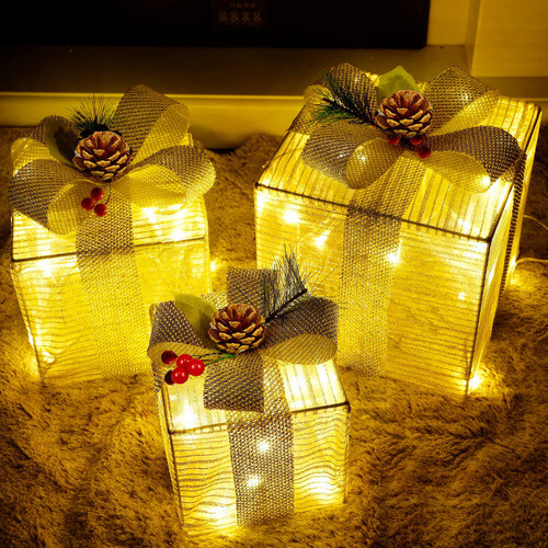 Lulu Home Cajas De Navidad Iluminadas, 60 Luces Led Iluminad 0
