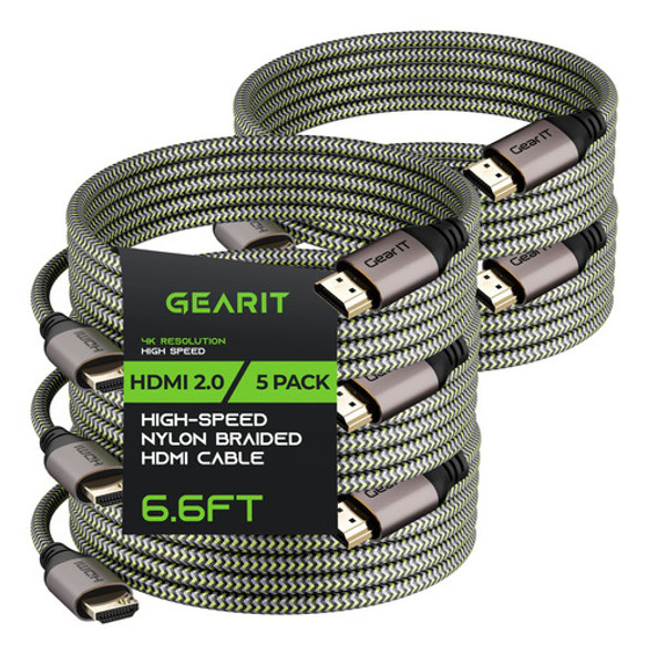 Gearit Cable Hdmi 4k, (paquete De 5 / 6.6 Pies/6.6 Ft) Hdmi 0 Gearit Cable Hdmi 4k, (paquete De 5 / 6.6 Pies/6.6 Ft) Hdmi 0