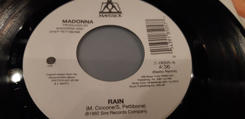 Madonna Rain Vinilo Simple Tapa Blanca Usa 1993 Muy Bueno 1