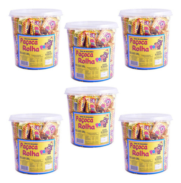 Kit C/ 6 Pote Paçoca Rolha 56 Unidades Doce Tradicional Pop 0 Kit C/ 6 Pote Paçoca Rolha 56 Unidades Doce Tradicional Pop 0