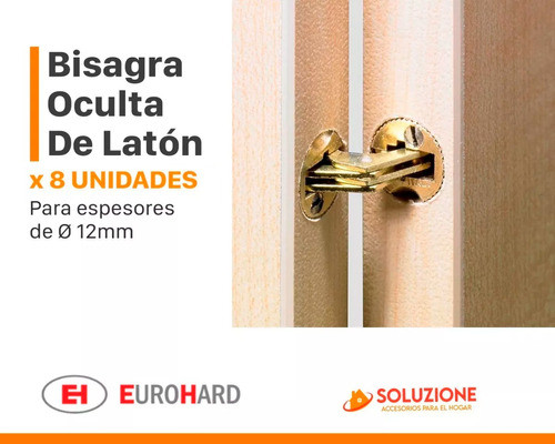 Bisagra Oculta De Latón Diámetro 12mm Eurohard X 8 Unidades 1