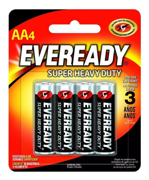 Pilas Eveready Aa X 4u Blister Zinc Carbón Super Heavy Duty 0